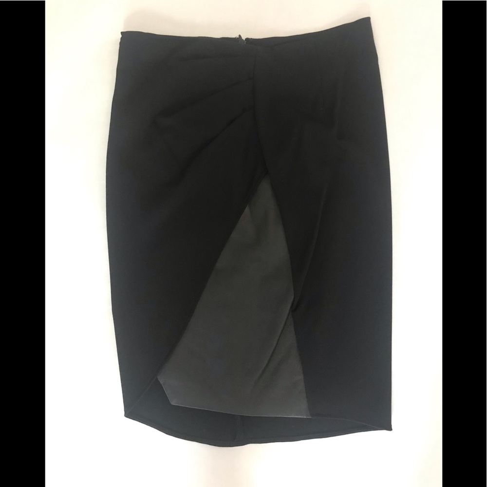 Halston layered-front high-waisted black skirt XS